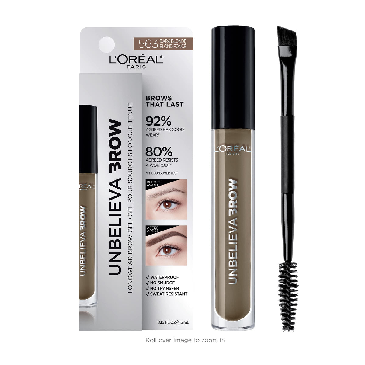 L'Oreal Paris Unbelieva-Brow Longwear Waterproof Tinted Brow Gel, Smudge-resistant, Transfer- Proof, Quick Drying, Easy and quick application