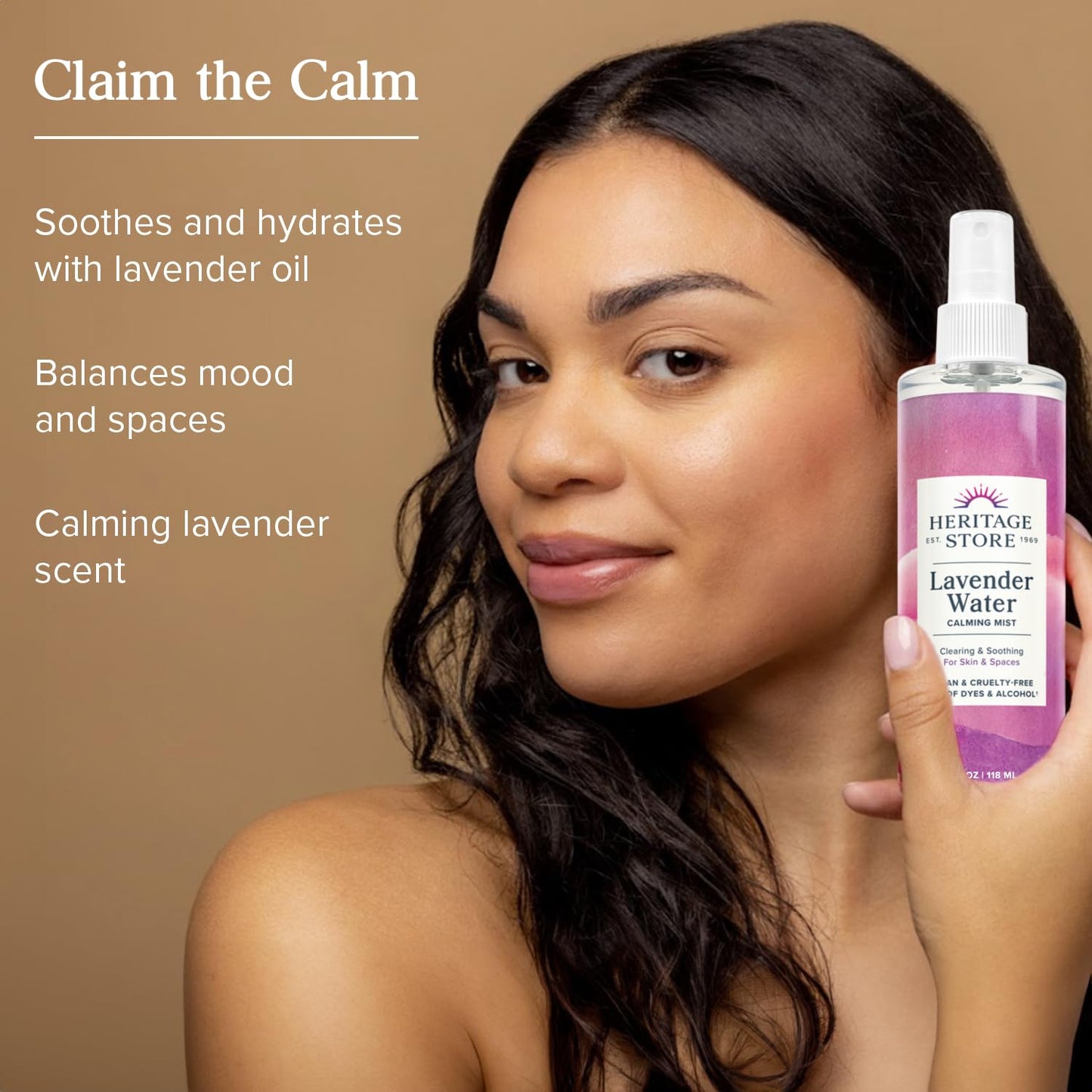 HERITAGE STORE Lavender Water Mist, Face and Body Spray, Pillow Spray, Room Spray, Calms and Balances Skin and Spaces, Soothing Lavender Scent, Made Beauty & Personal Care HERITAGE STORE