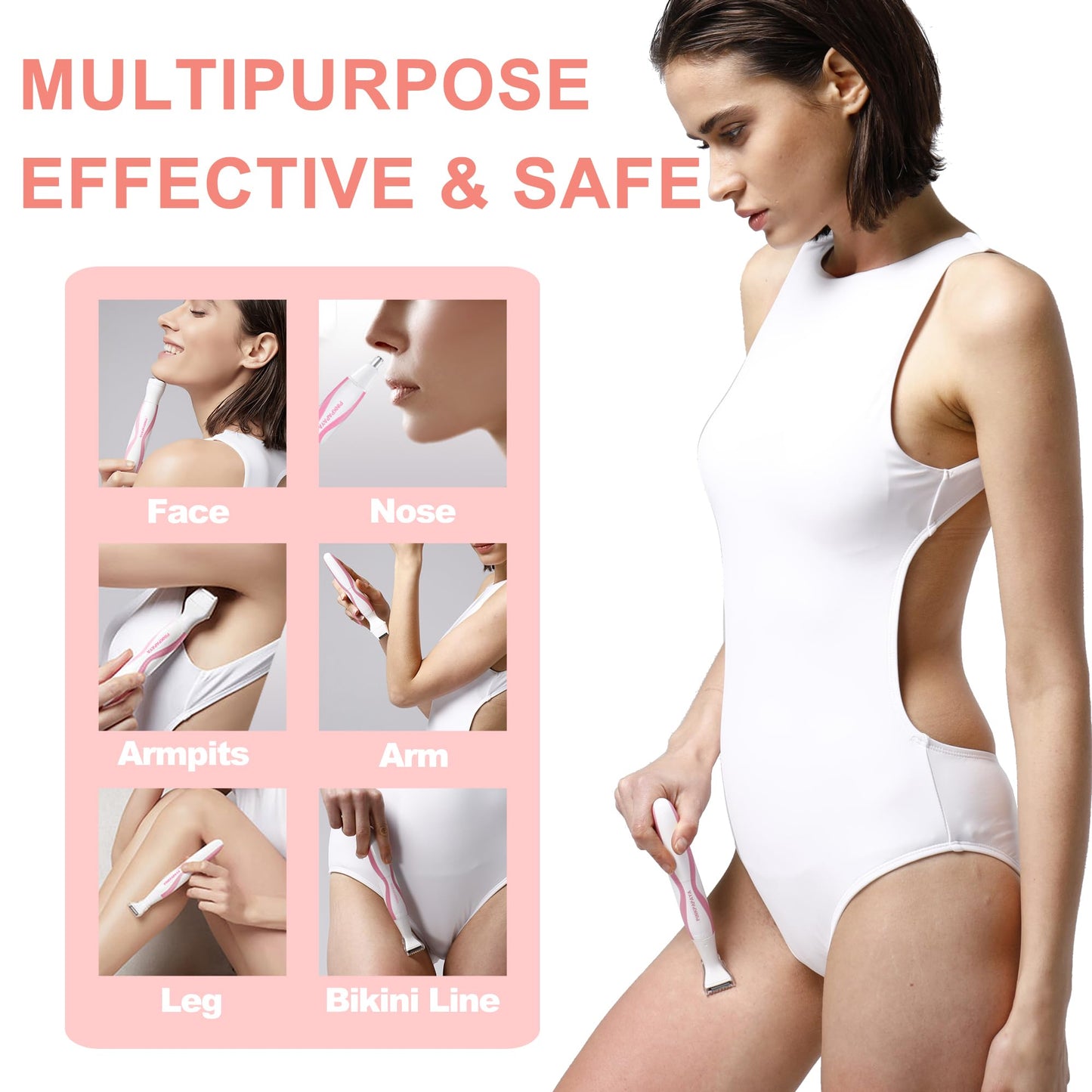 pinkpapaya Nose Hair Trimmer for Women and Men,4-in-1 Electric Facial Hair Removal Portble Waterproof Face Shaver Razor for Nose Ear Eyebrow Beauty and Personal Care pinkpapaya