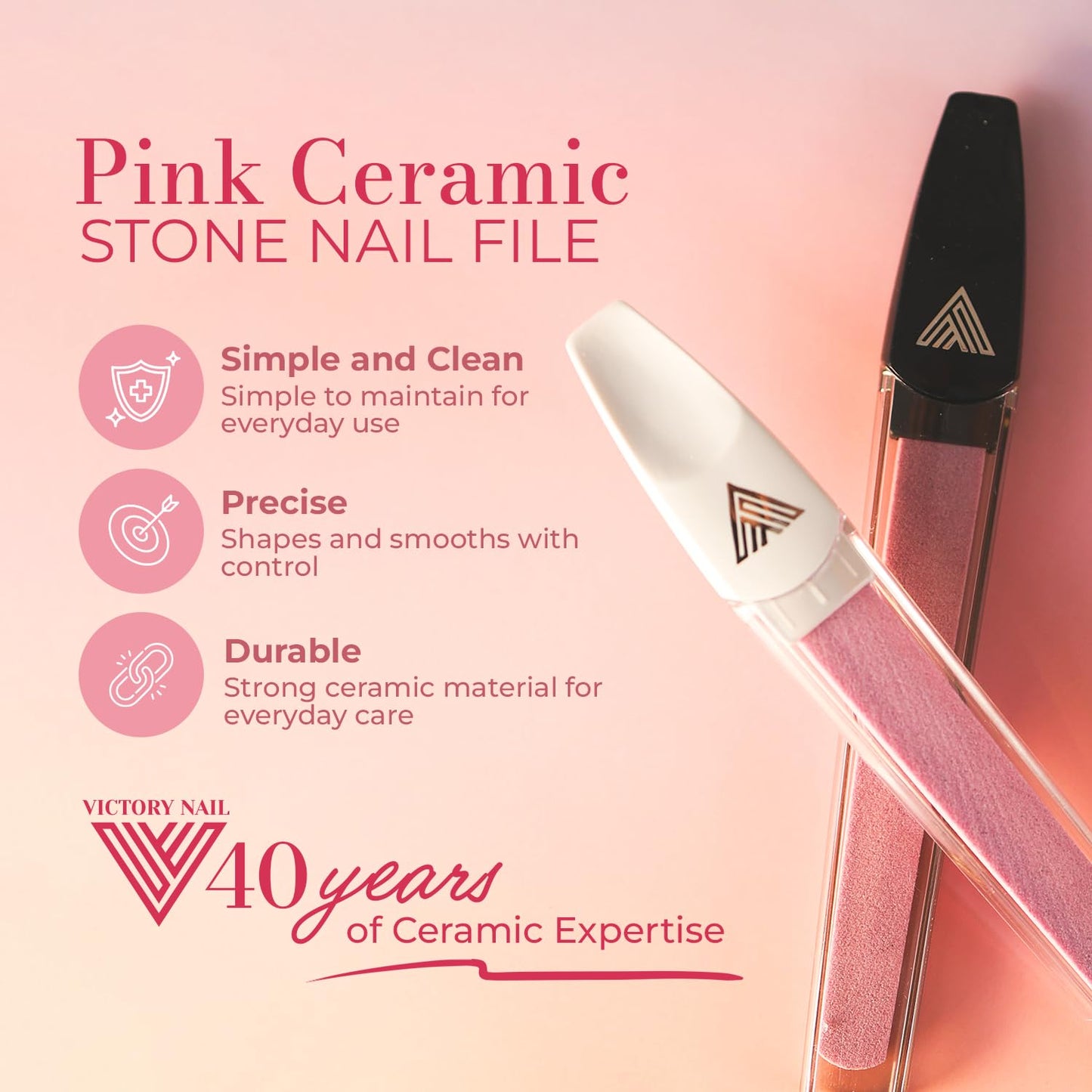 Ceramic Files for Nails, Manicure Fingernail Files with Cases, Expert Precision Filing, Leaves Nails Smooth- Perfect for Women, Men, Kids & Baby Beauty & Personal Care VICTORY NAIL