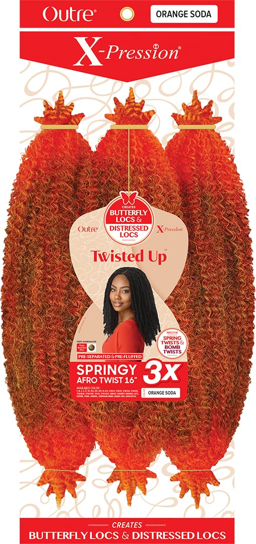 Outre X-Pression Synthetic Braid - 3X SPRINGY AFRO TWIST 16 (ORANGE SODA)