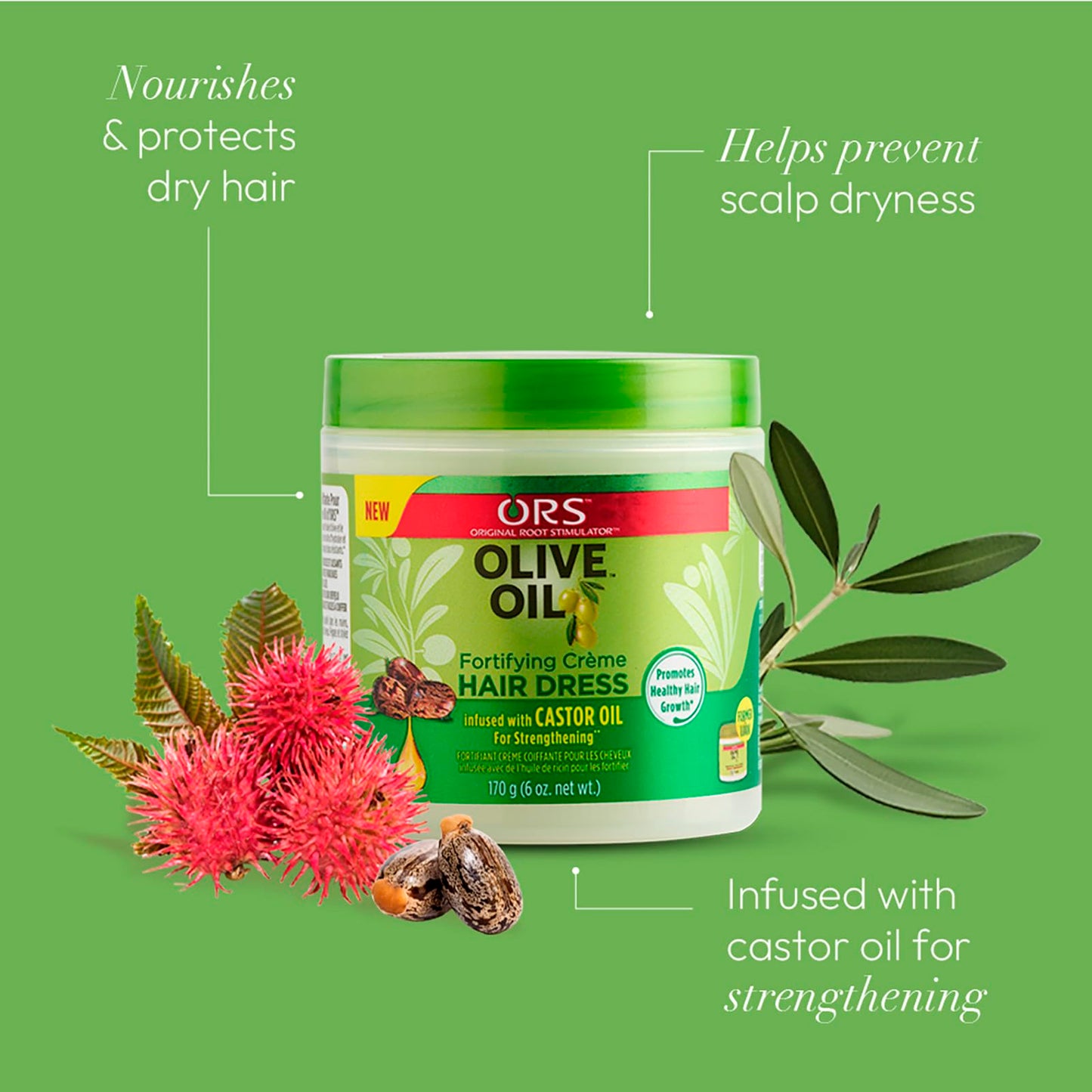 ORS Olive Oil Fortifying Cream Hair Dress Infused with Castor Oil for Strengthening 6 Ounce Beauty & Personal Care ORS