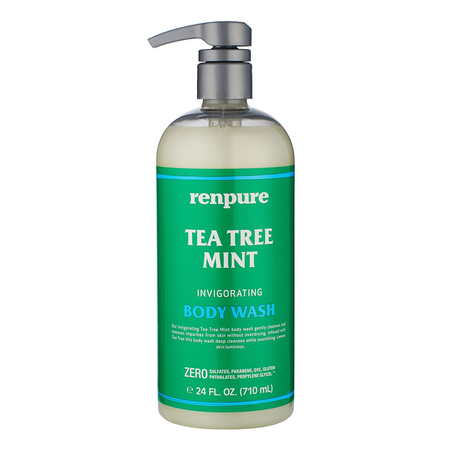 Renpure Original Tea Tree Essential Oil & Peppermint Moisturizing Body Wash With Pump - for Dry Sensitive Skin & Decongest Pores - Sulfate Free Body Beauty & Personal Care RENPURE
