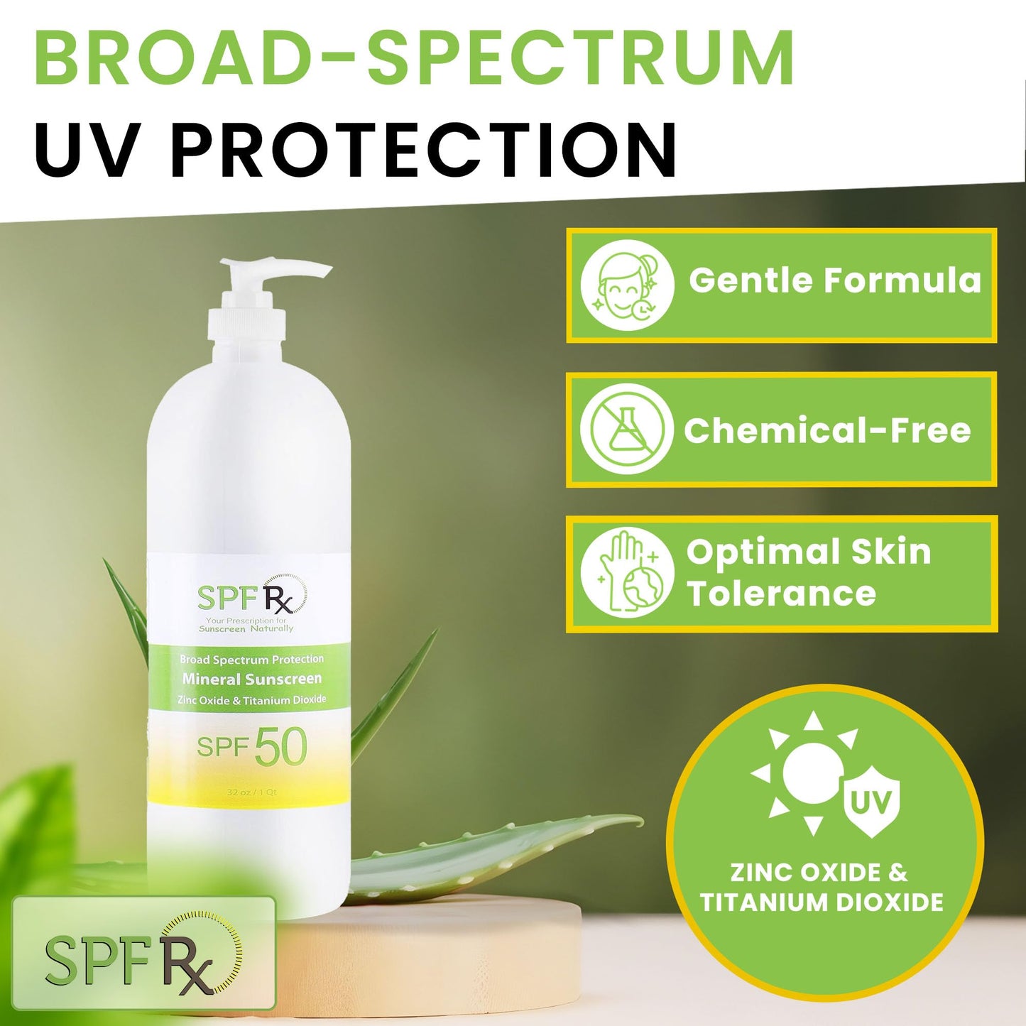 SPF Rx, SPF 50 Mineral Broad Spectrum Sunscreen, with Zinc Oxide and Titanium Dioxide, Waterproof, Sweat-Proof Beauty & Personal Care SPF Rx