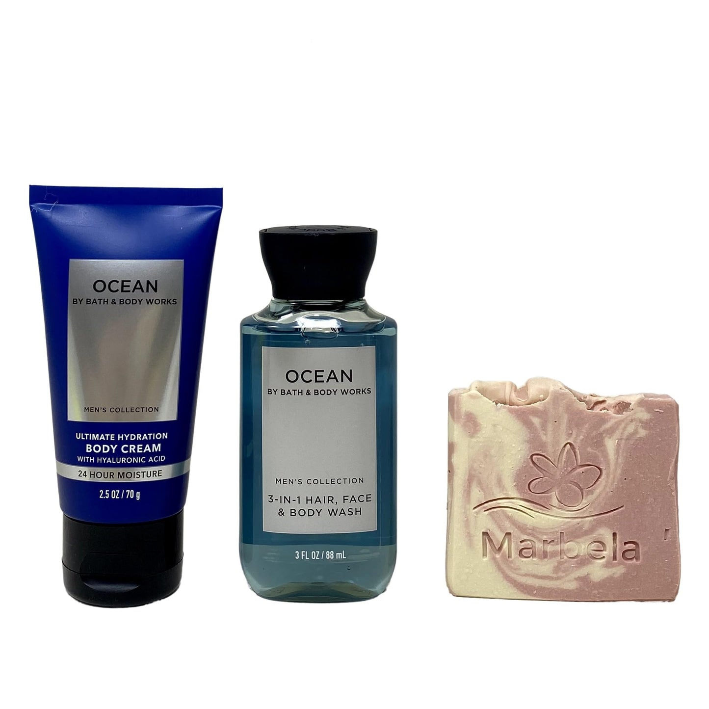 Bath & Body Works Men's Collection Ocean - Duo Gift Set - Body Cream and 3 in 1 Hair, Face & Body Wash Travel Size With a Himalayan Salts Springs Beauty and Personal Care Bath & Body Works
