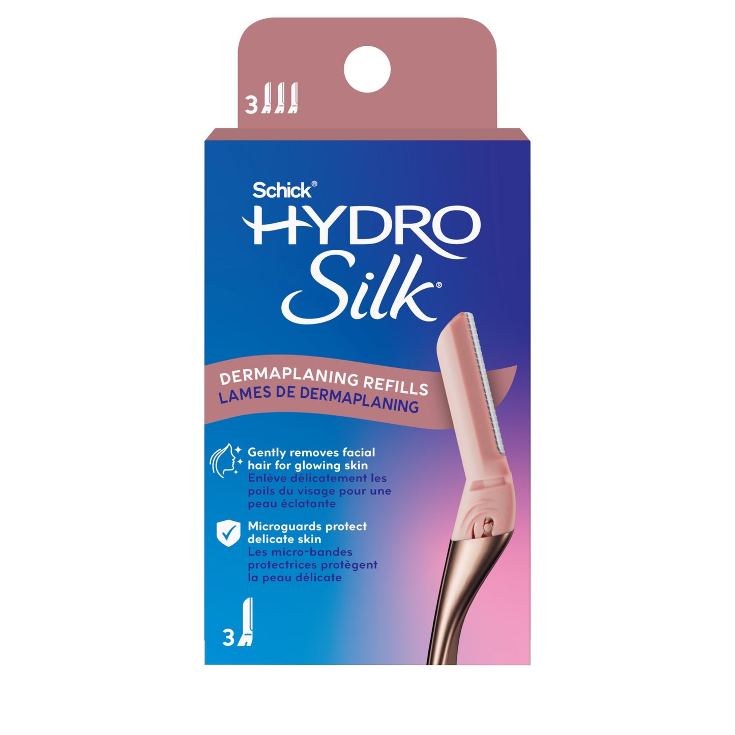 Schick Hydro Silk Dermaplaning Wand Refill Blades, 3ct Dermaplane Microblades for Face Beauty and Personal Care Schick Hydro Silk