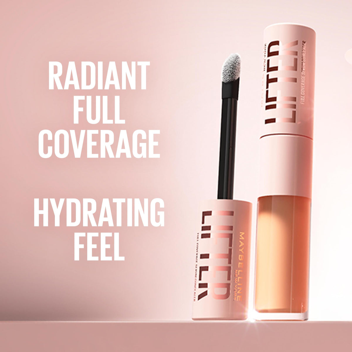 Maybelline Lifter Serum Concealer, Radiant Concealer with Full Coverage, Includes 2% Peptides + Caffeine to Hydrates & Brightens Under Eyes, 120, 1