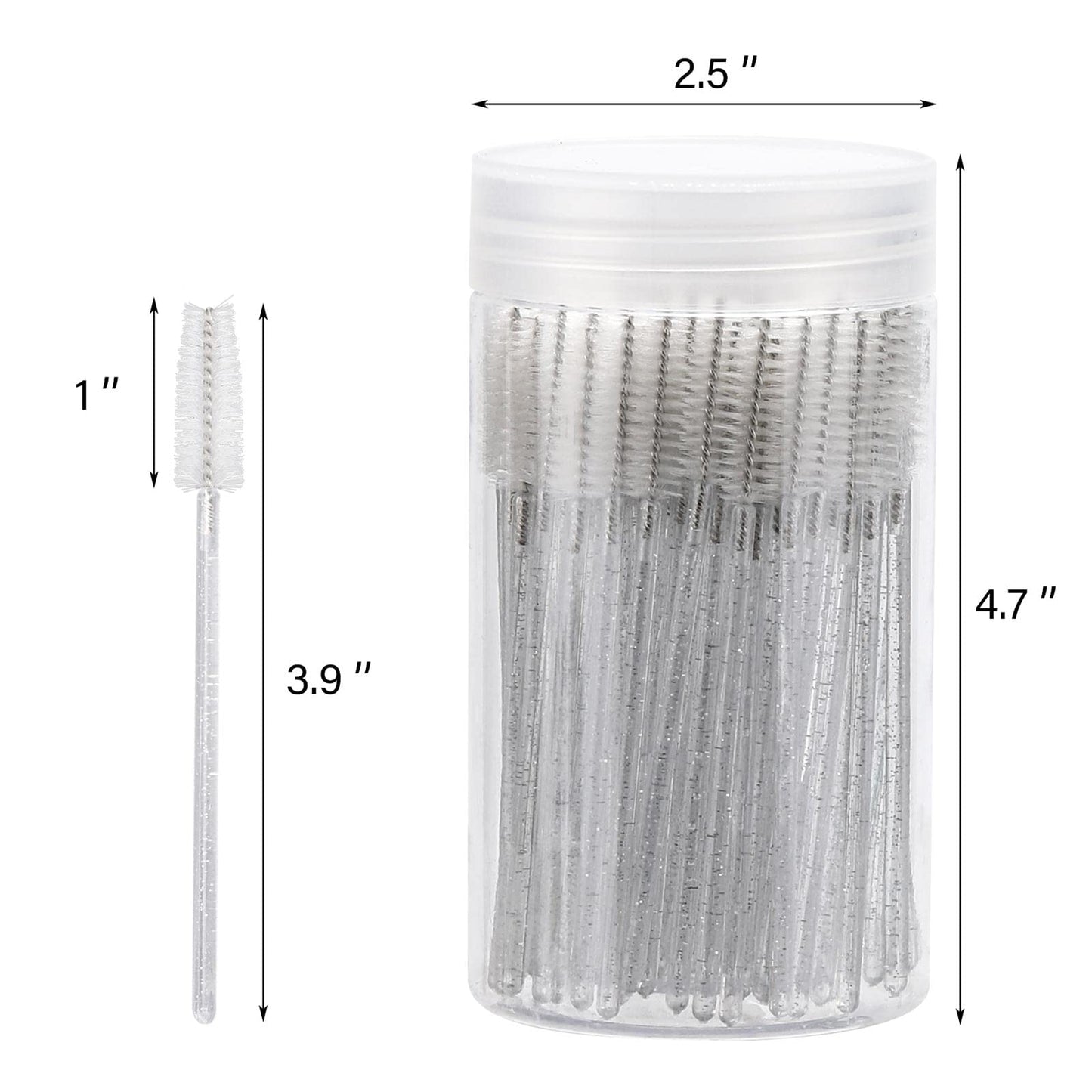 100 Pcs Disposable Mascara Wands, Crystal Eyebrow Spoolies Brush for Eyelash Extensions, Lash Brushes with Container (White) Beauty and Personal Care Tbestmax