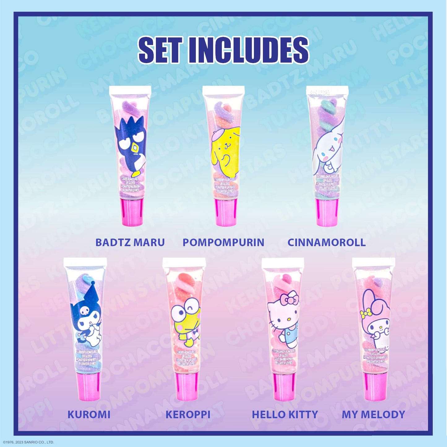 Townley Girl Hello Kitty and Friends 7 Piece Swirl Lip Gloss, Girls Kids Party Favors, Lip Set for Girls, Perfect for Birthday Gifts, Plant Based, Beauty & Personal Care Townley Girl