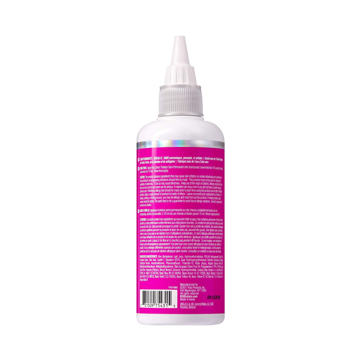 Red by Kiss Tintation Semi-Permanent Hair Color, Aloe Vera Water Based, Argan Oil, Olive Oil, Collagen & Keratin, Long-Lasting Color Dye (Atomic Pink Beauty & Personal Care Red By Kiss
