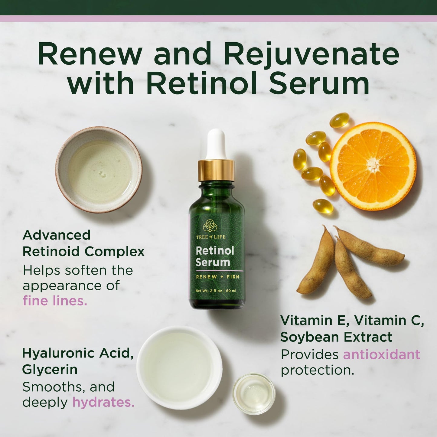 Tree of Life Beauty Retinol Serum, Skin Smoothing Face Oil for Dark and Age Spots and Fine Lines, Facial Serums for Dry and Sensitive Skin Care Beauty & Personal Care Tree of Life