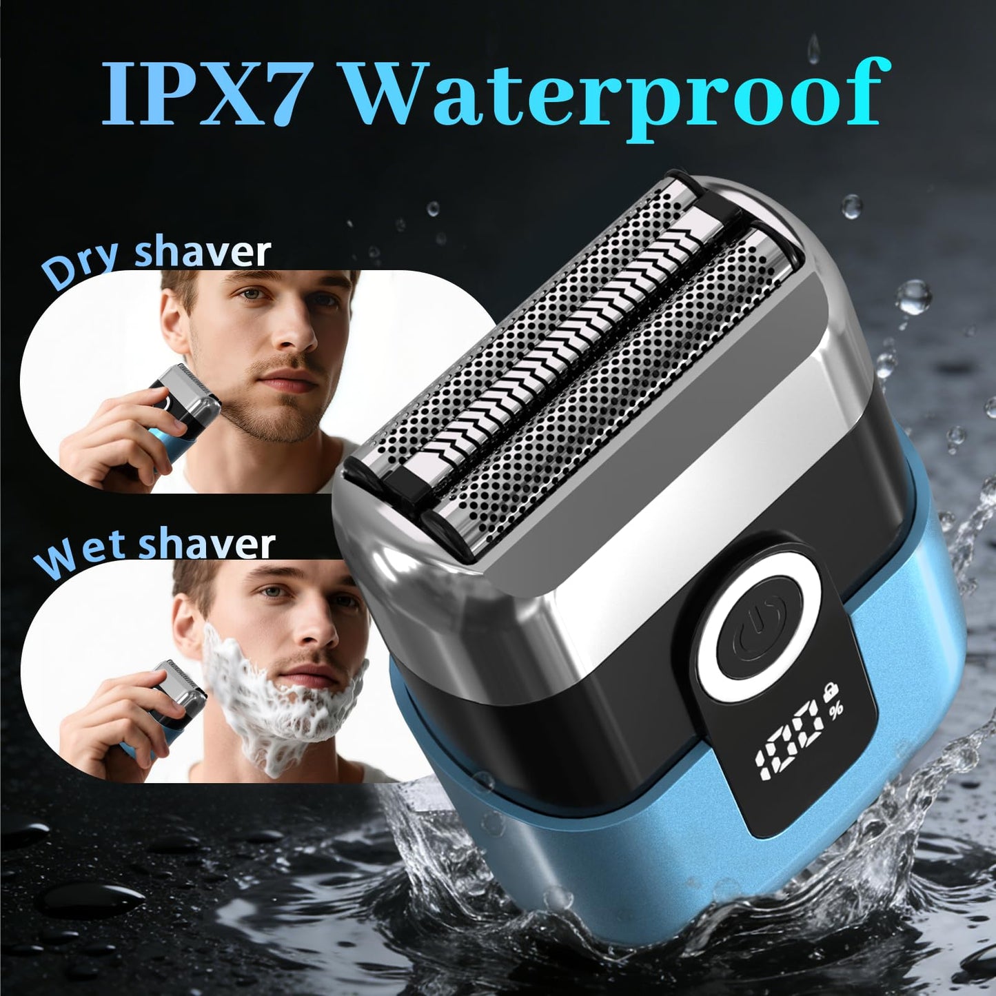 HENZILO Electric Foil Shaver for Men: Mini Electric Razor for Face/Beard - 3 Floating Blades Cordless Razor with LED Display - IPX7 Waterproof Wet Dry Beauty and Personal Care HENZILO