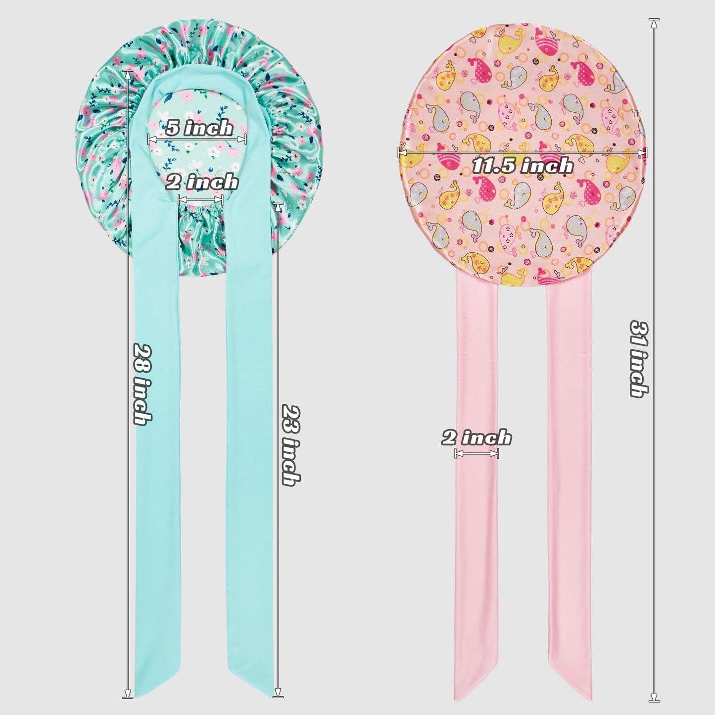 choshion 2 PCS Kids Bonnets for Girls, Silk Bonnet for Kids, Satin Silk Hair Bonnet for Sleeping with Tie Band, Baby Toddler Teens Child Sleep Cap Beauty and Personal Care choshion