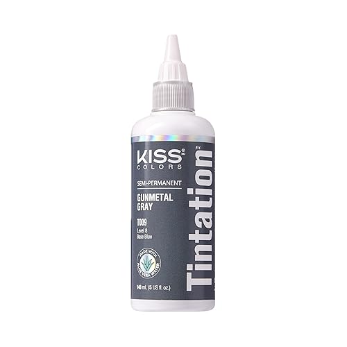 Red by Kiss Tintation Semi-Permanent Hair Color, Aloe Vera Water Based, Argan Oil, Olive Oil, Collagen & Keratin, Long-Lasting Color Dye (Gunmetal Beauty & Personal Care Red By Kiss