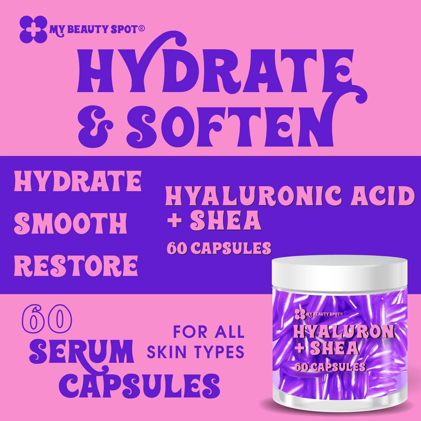 My Beauty Spot Facial Serum Capsules 60pcs Anti Wrinkle Soothening Vitamin C Serum, Hylunaric Acid Serum, Collagen Serum for Face Anti Aging Anti Beauty & Personal Care My Beauty Spot