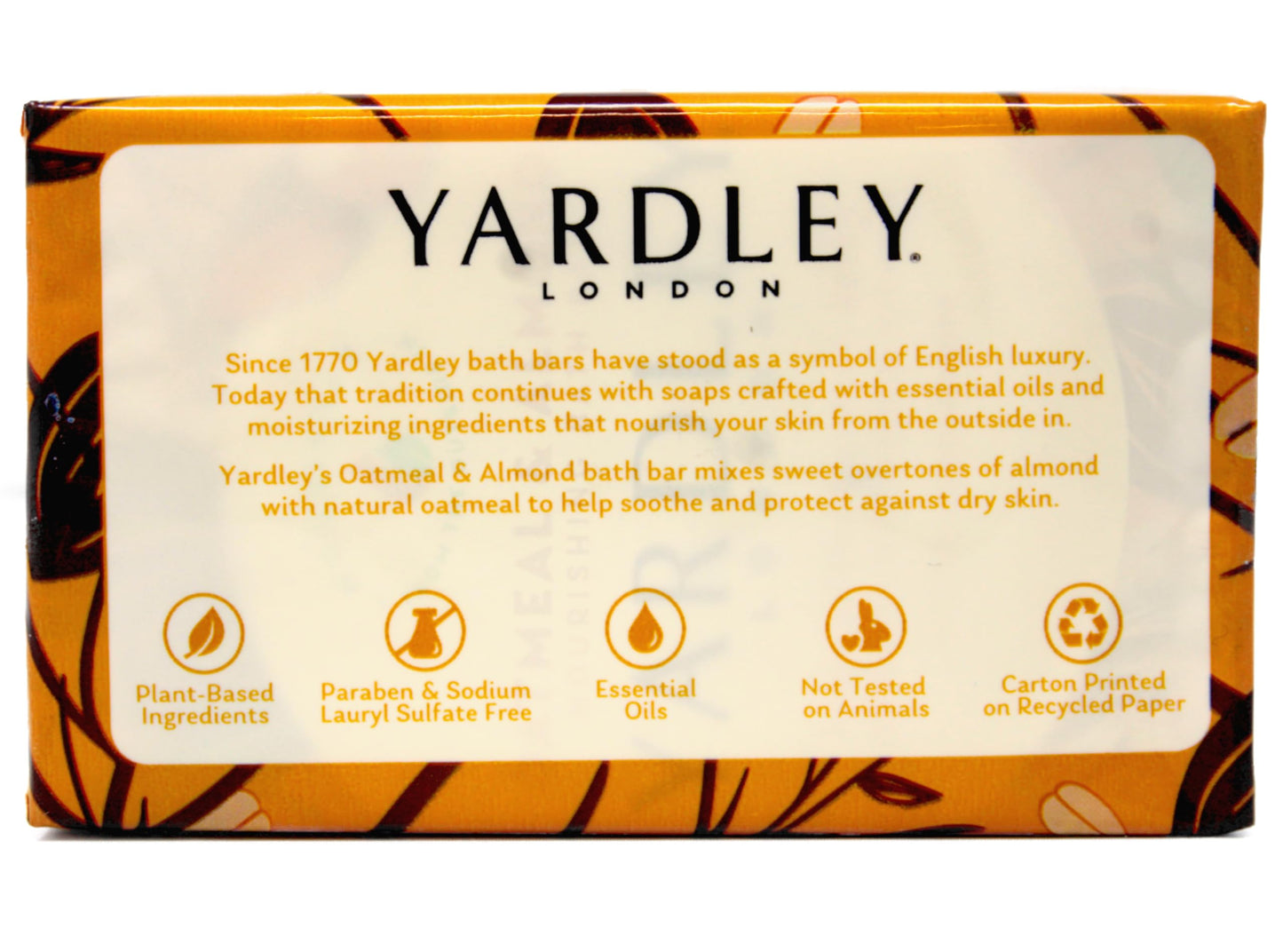 Yardley London Moisturizing Bath Bar, Oatmeal & Almond, 4.0 Oz, Pack Of 24 Beauty & Personal Care Yardley