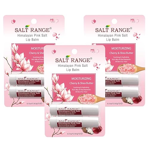 Natural Solution Lip Balm, Formulated with Cherry & Organic Shea Butter, Moisturizing Lip Care Multipack, Hydrating Moisturizer for Dry Lips, Organic Beauty & Personal Care Salt Range