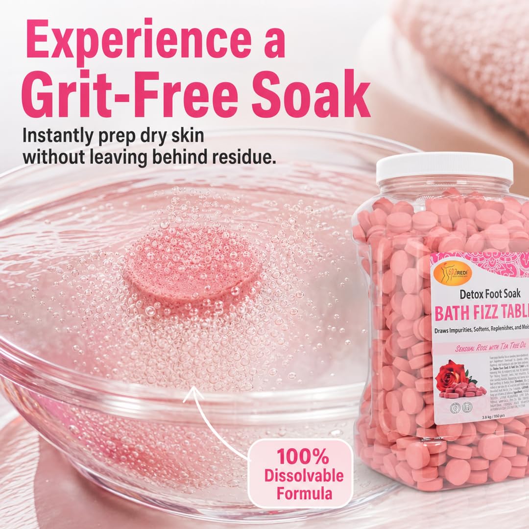 SPA REDI Sensual Rose Bath Fizz Tablets - Effervescent Bath & Foot Soak for Dry & Sensitive Skin - 950-Count Bulk Supply - Pre-Measured Tablets Beauty and Personal Care SPA REDI