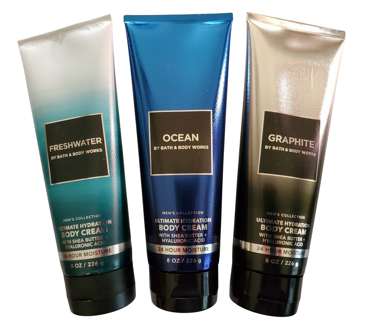 Bath & Body Works Men's Freshwater, Graphite, Ocean Body Creams 8 Oz Each
