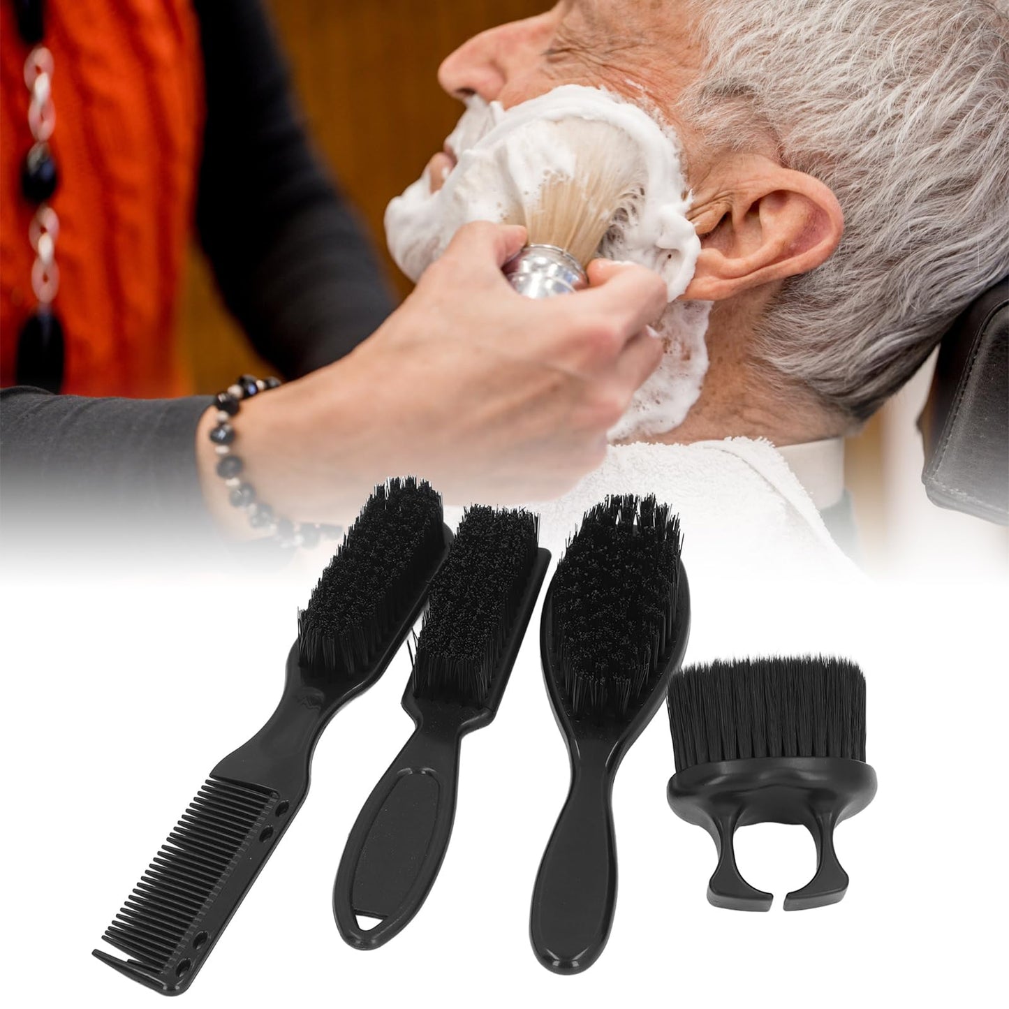 ZJchao 4pcs Men Beard Brush Set, Reinforced Nylon Hair Beard Styling Brush Set Ergonomic Handle Comb Brush Men Beard Brush Kit Beard Grooming Tools Beauty and Personal Care ZJchao