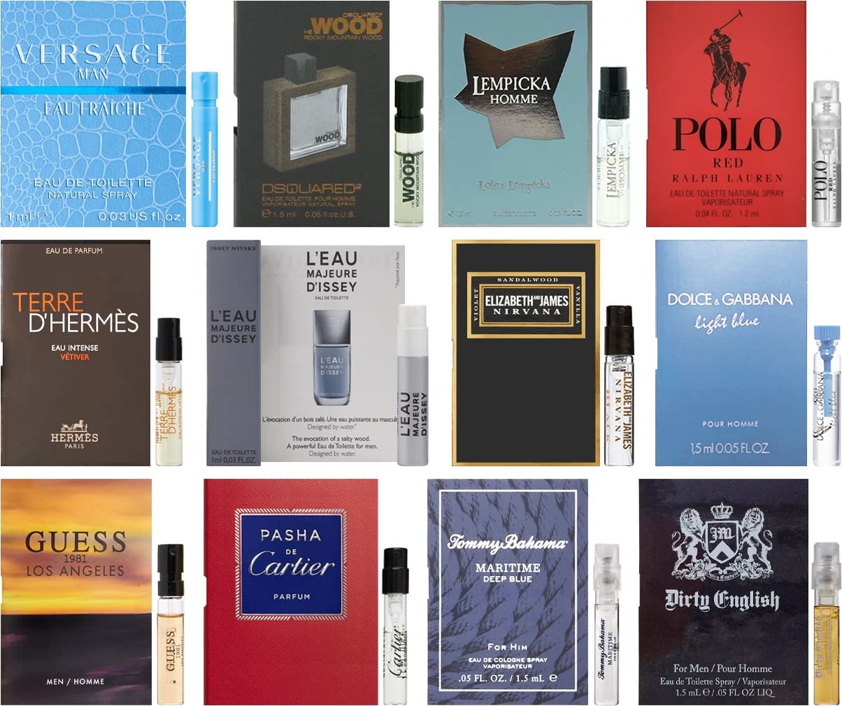 Cologne Designer Fragrance Samples for Men - Sampler Lot x 12 Vials (2) Beauty & Personal Care Cologne
