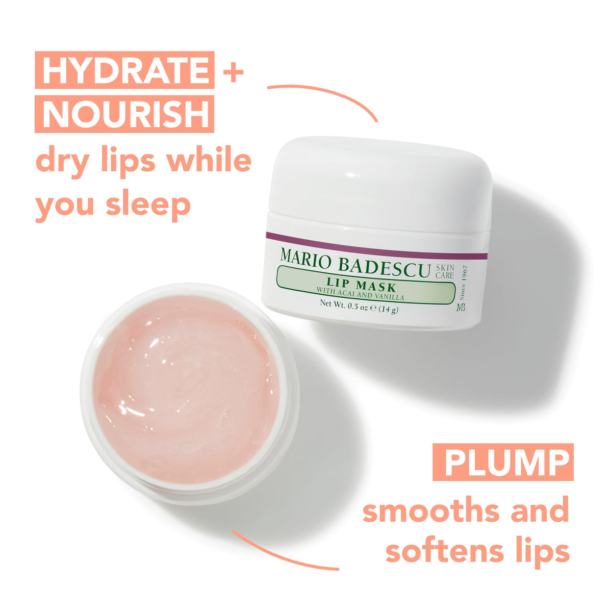 Mario Badescu Lip Mask with Acai and Vanilla for All Skin Types, Overnight Lip Treatment Enriched With Skin Softening Coconut Oil and Hydrating Shea Beauty & Personal Care Mario Badescu