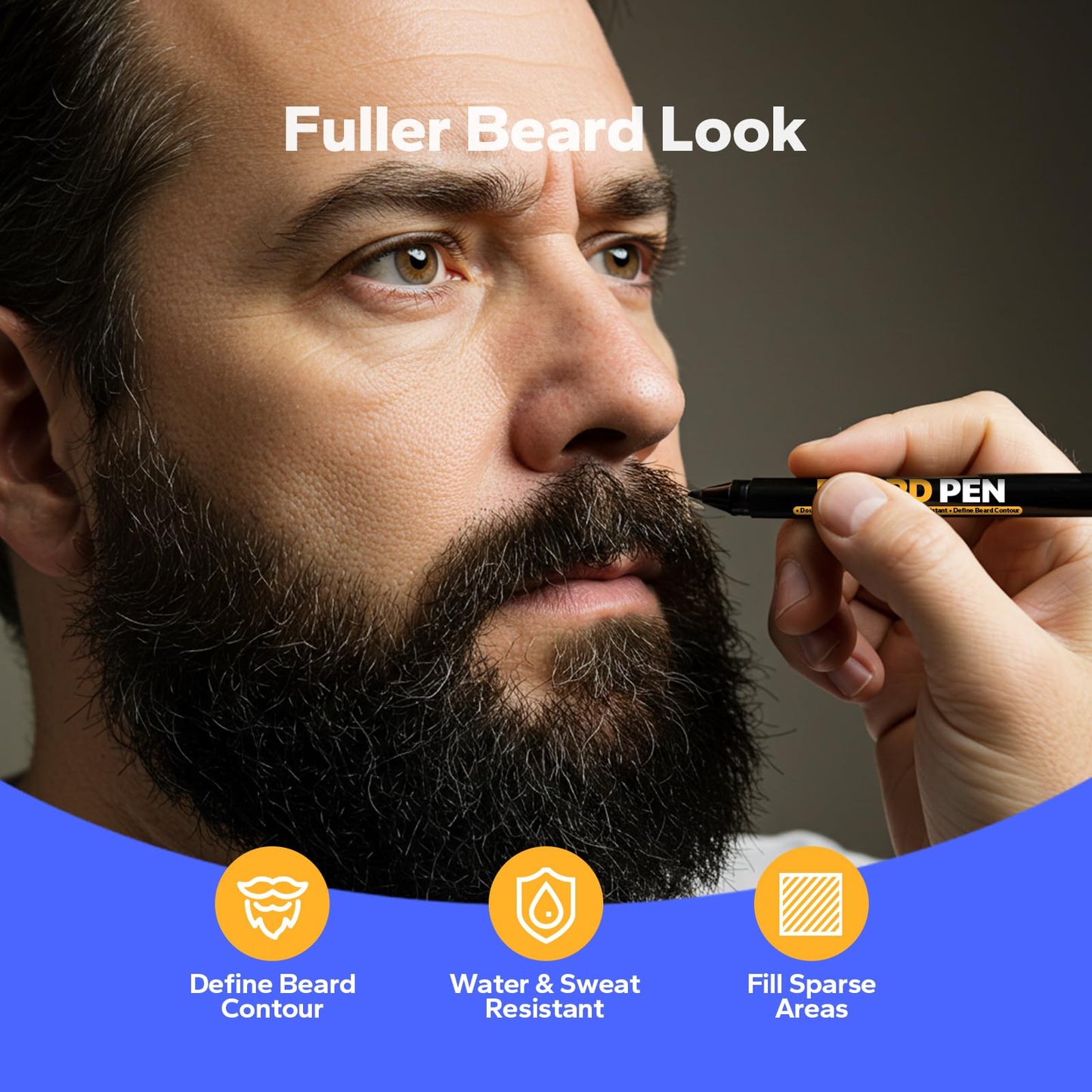 Vomovo Beard Pen Filler for Men (Black, 2 Pack), Barber Styling Grooming Pencil, Waterproof & Sweat Proof, Cover Beard & Facial Hair in Seconds, Long Beauty and Personal Care Vomovo