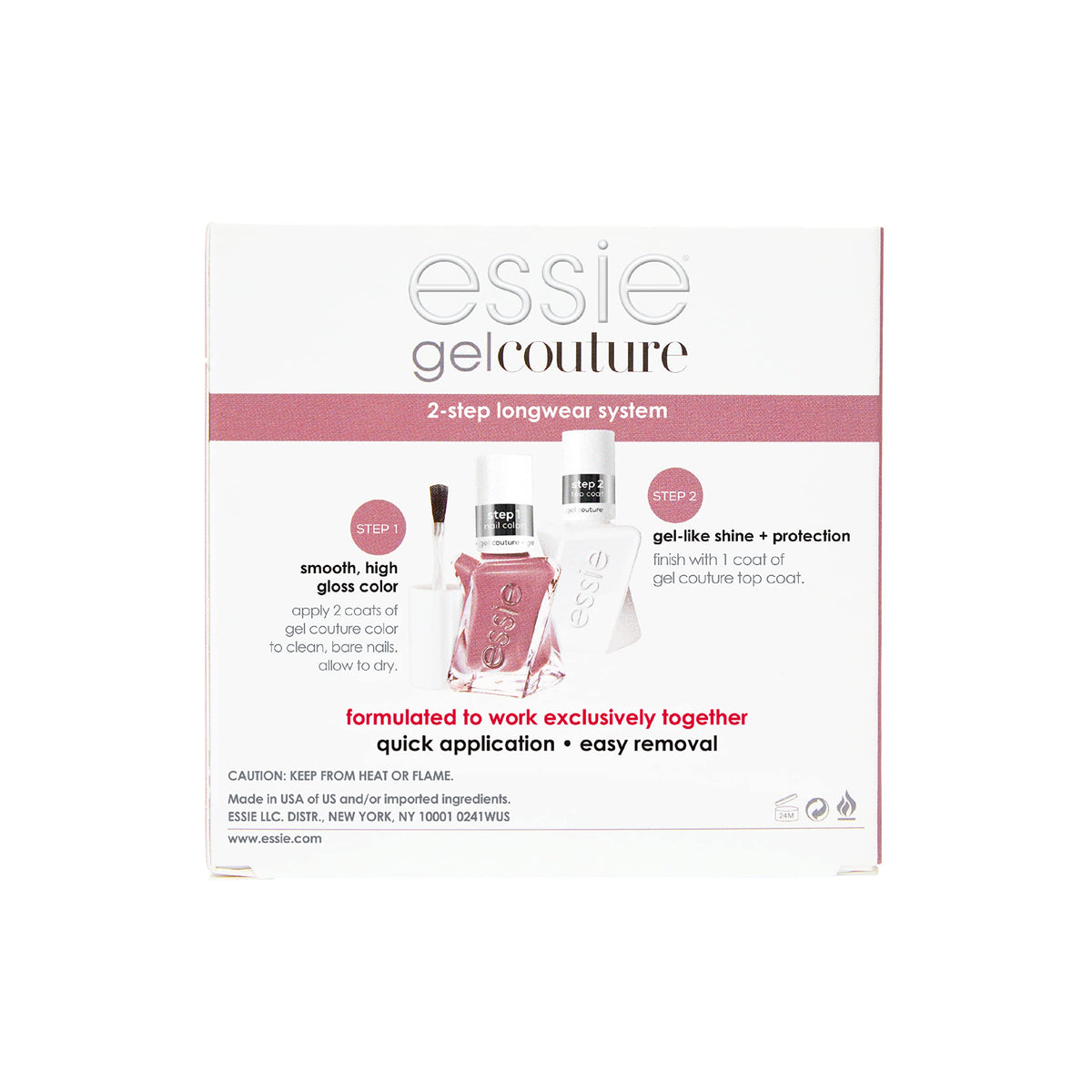essie Gel Couture Nail Polish Kit, Mauve Nail Polish + Top Coat, Take Me To Thread, 0.46 oz each