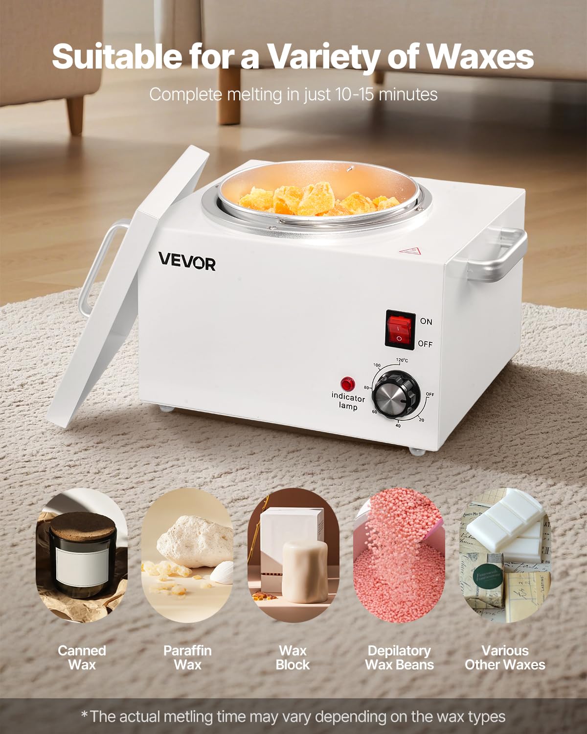 VEVOR Single Wax Warmer, 3000ML 300W Professional Wax Warmer for Hair Removal, 32 ?- 248 ? Adjustable & Non-Stick Waxing Heater Pot with 100PCS Waxing Beauty and Personal Care VEVOR