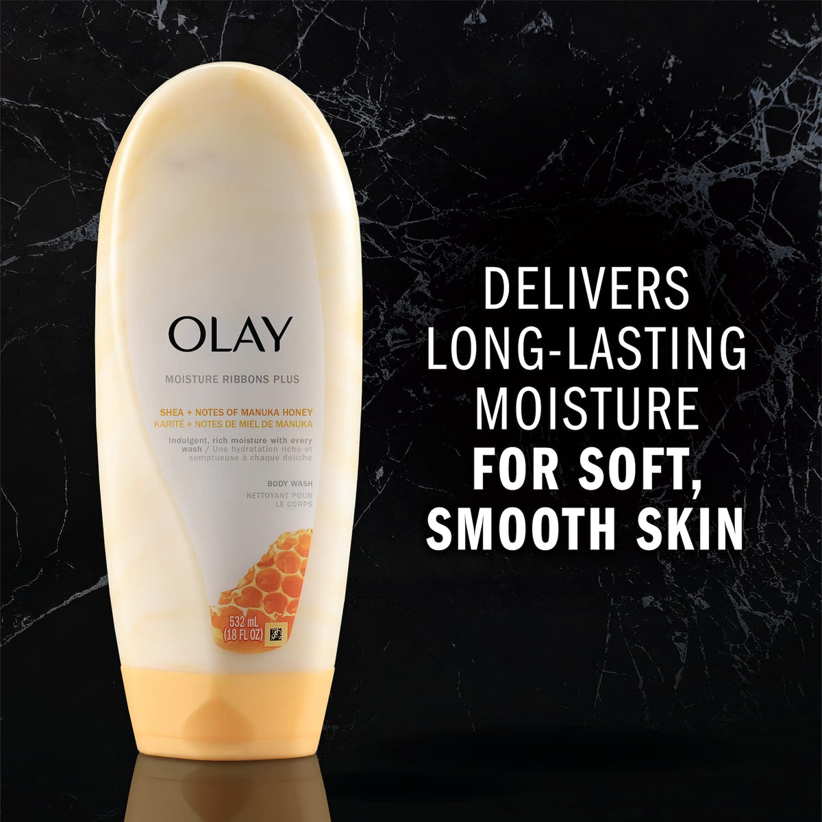 Body Wash by Olay, Moisture Ribbons Plus Shea + Manuka Honey Body Wash, 18 fl oz (Pack of 4) Beauty & Personal Care Olay