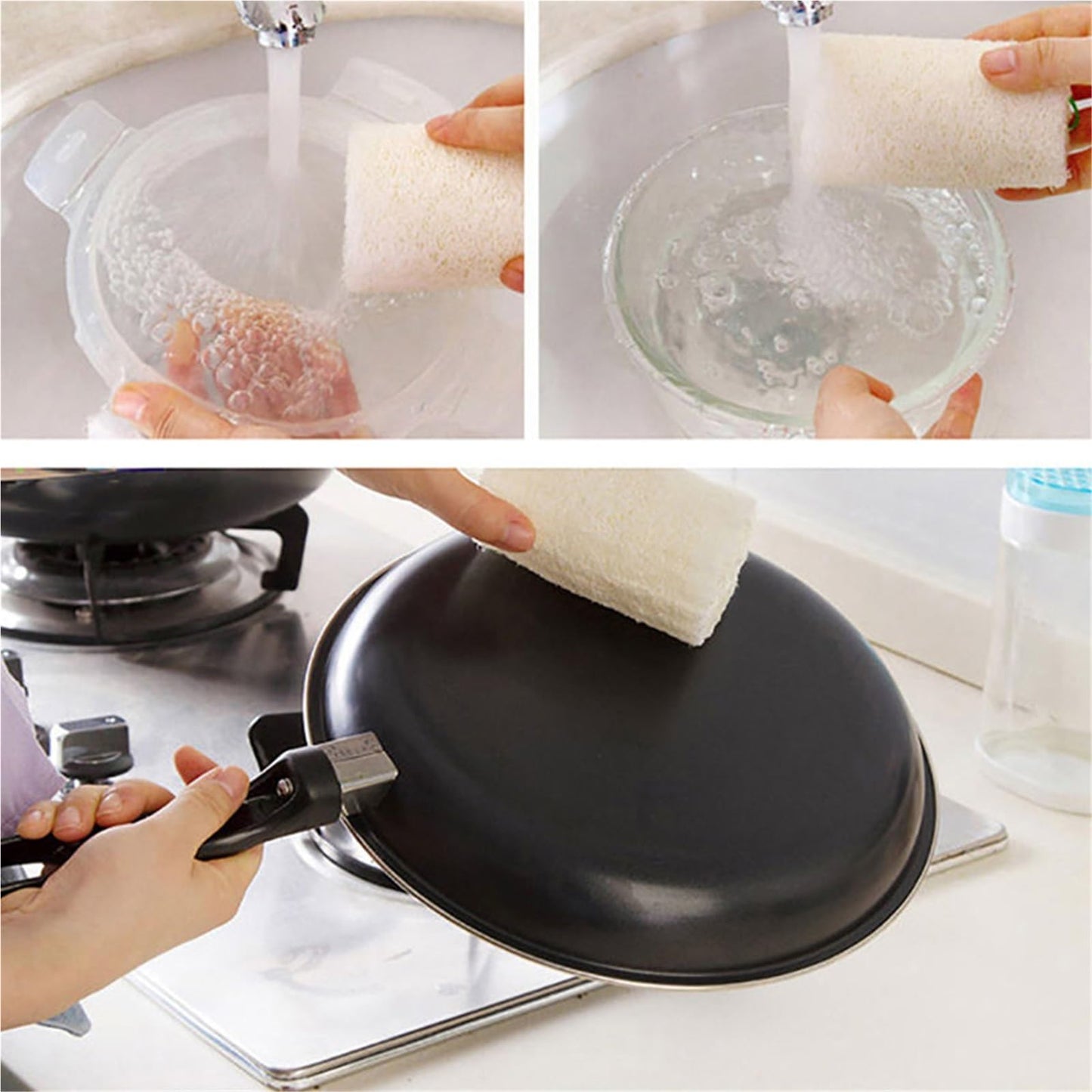 Yianntro 6pcs Natural Loofah Loofa Bath Body Shower Sponge Kitchen Cleaing Scrubber Scrub Pad Beauty and Personal Care Yianntro
