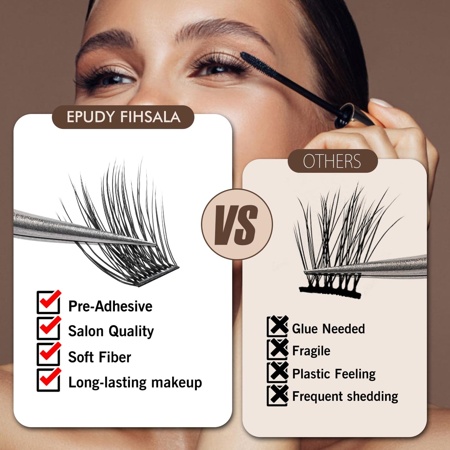 Wispy Self Adhesive Lash Clusters 156pcs Natural Lash Clusters No Glue Needed 10-16mm C Curl Lashes Extensions Pre-Glue Individual Lashes Super Thin Beauty and Personal Care EPUDY FIHSALA