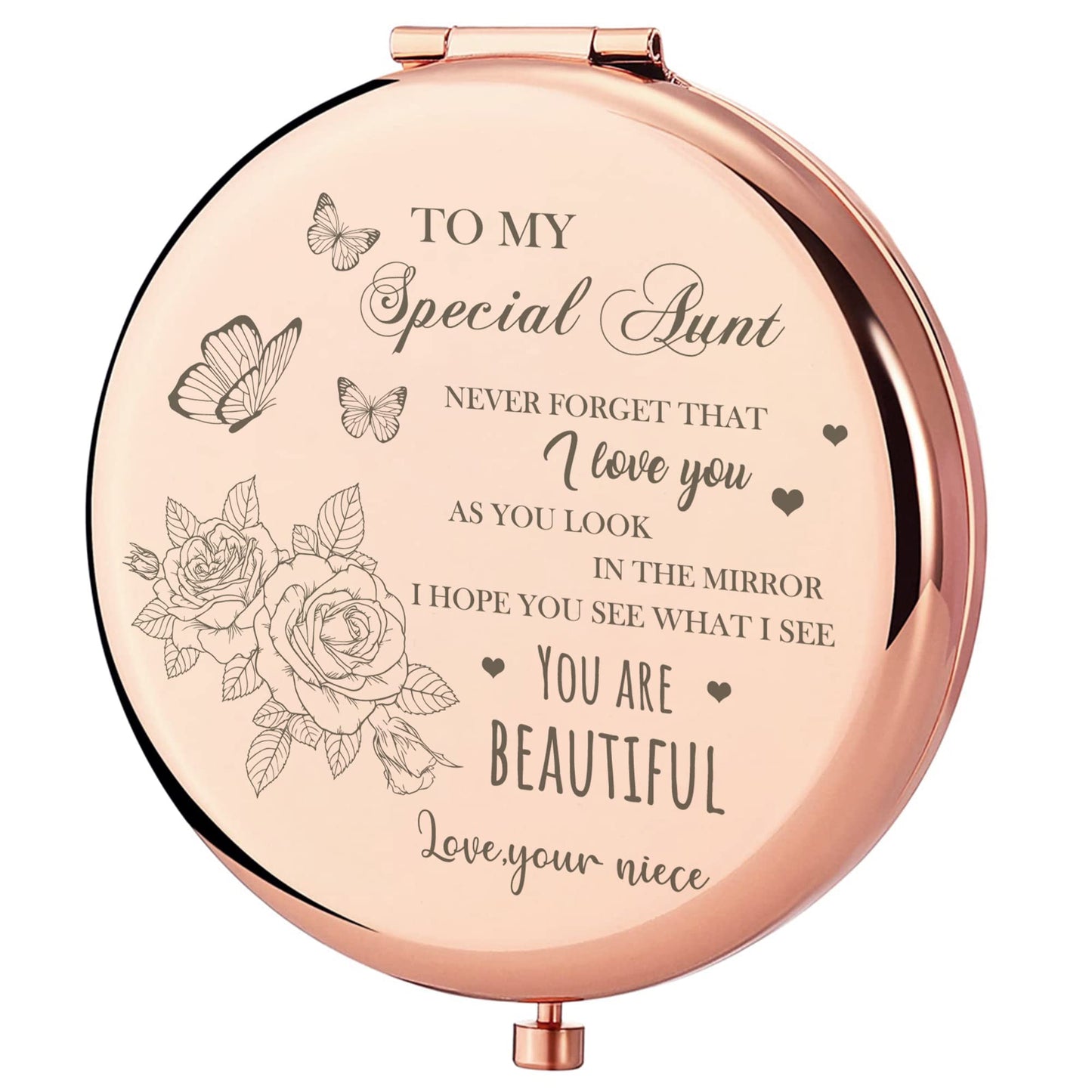 GAOLZIUY Compact Mirror, Rose Gold, 2.5 Inch Diameter, 7 cm L x 6.5 cm W, Luxury Gift for Aunt, Mother, Wedding, Christmas Beauty & Personal Care GAOLZIUY