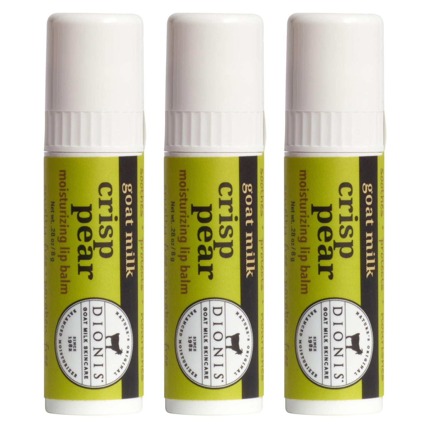 Dionis Goat Milk Jumbo Lip Balm - Moisturizing for Dry, Chapped, Lips, Conditioning with Beeswax, Shea Butter, Coconut Oil - Crisp Pear 0.28oz (Pack Beauty and Personal Care Dionis