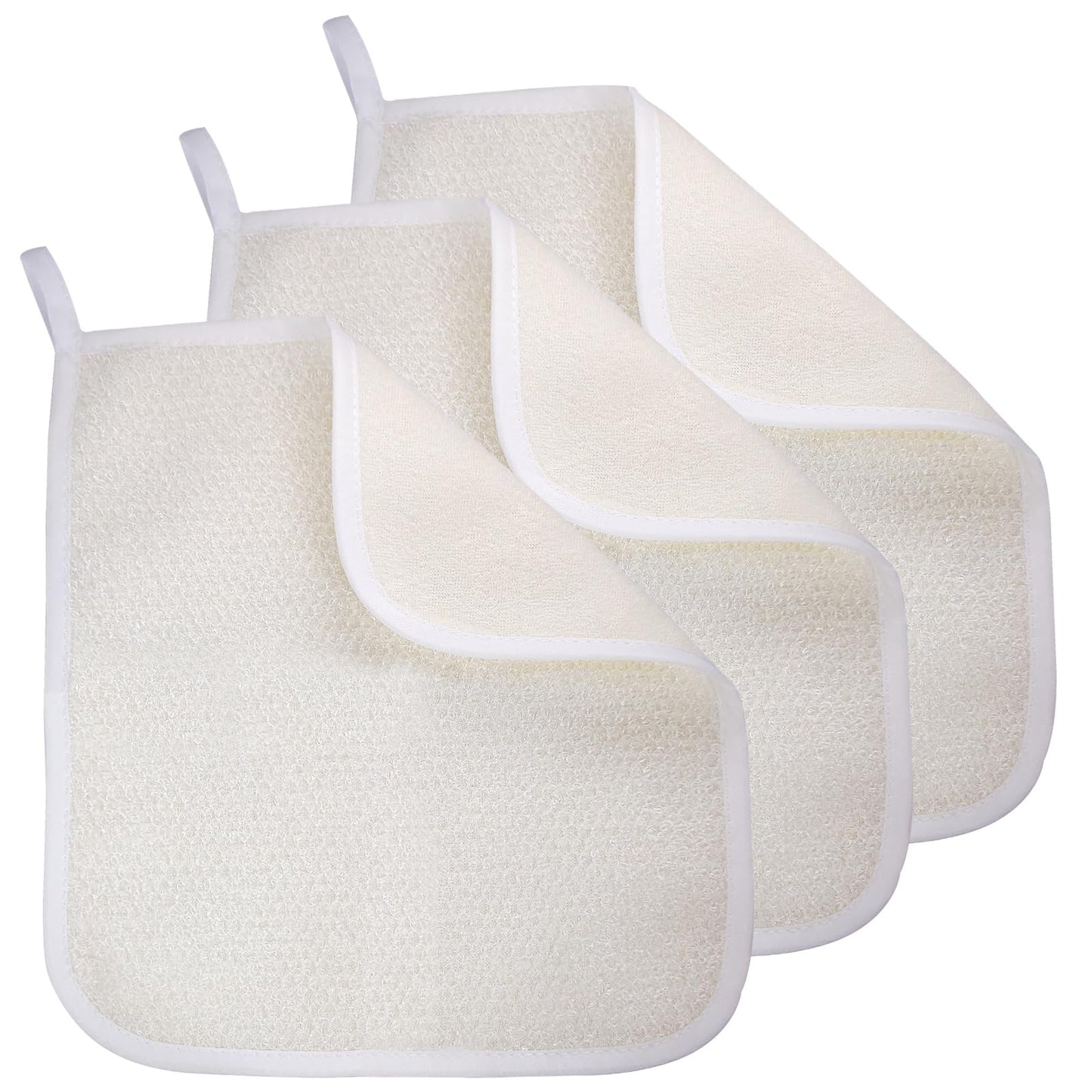 Exfoliating Washcloth (3 Pack), Shower Cloth for Body and Face Exfoliator Scrubber, Two Sides Exfoliate Shower Rag Wash Cloths Nylon Cotton Loofah Beauty and Personal Care GigaGround