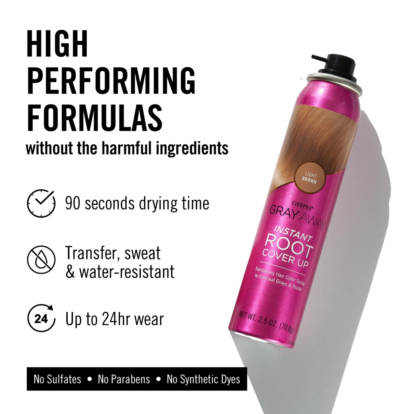 EVERPRO Gray Away Instant Root Cover Up Spray 2.5oz - Light Brown Beauty & Personal Care GRAY AWAY
