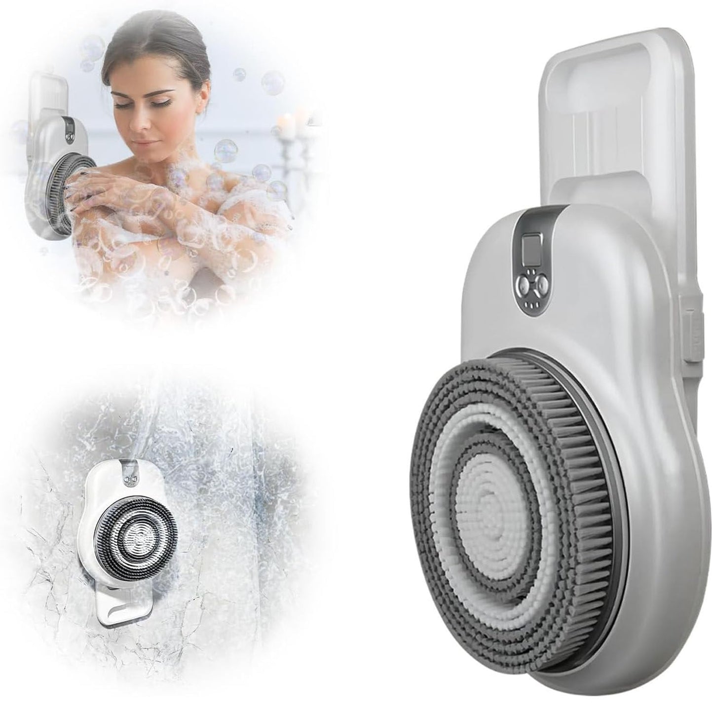 Wall-Mounted Electric Back Scrubber,Automatic Back Scrubber for Shower,with 18cm Large Brush Heads,360° Automatic Rota-Tion Scrubber Beauty and Personal Care LZDOYY