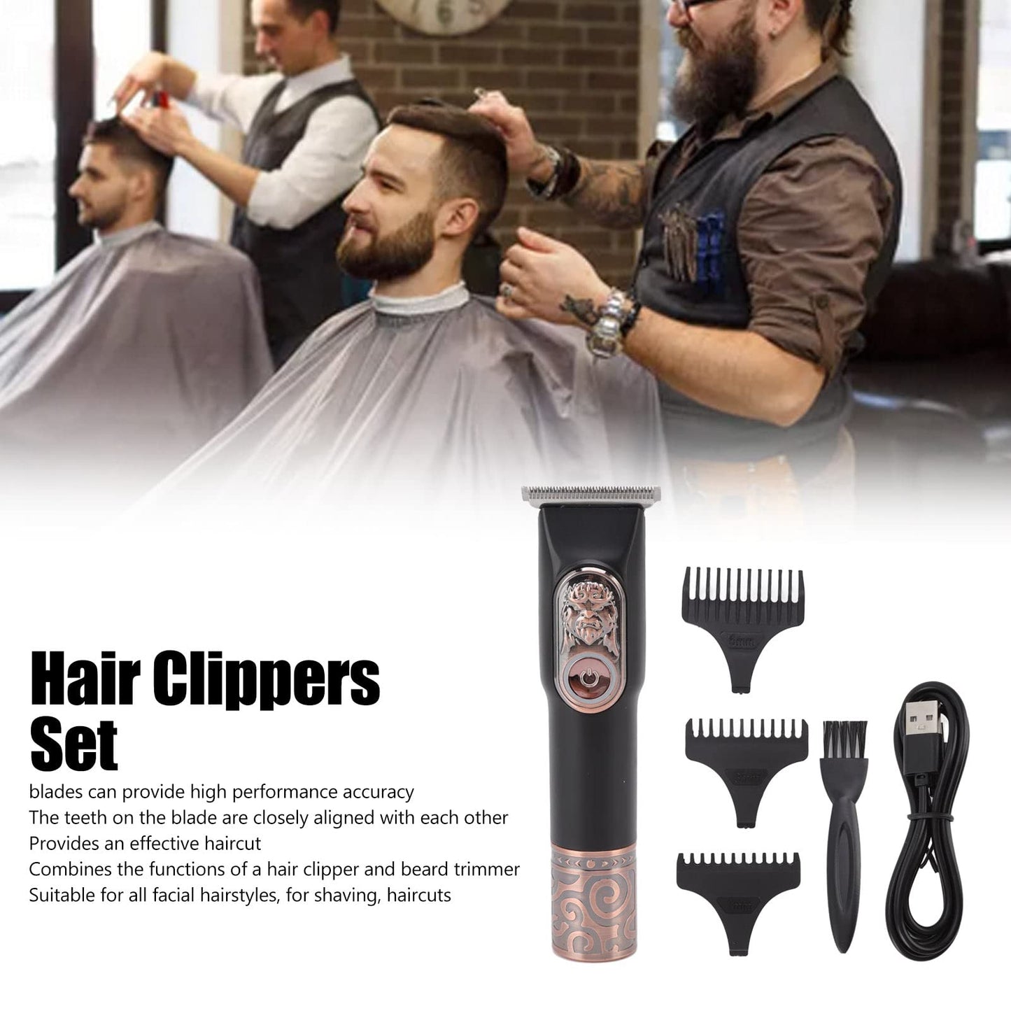 QDKVTNDJZ Electric Hair Trimmer Kit Professional Low Noise Rechargeable Multifunctional Beard Clippers Set for Men Home Use ABS Stainless Steel Alloy Beauty and Personal Care QDKVTNDJZ