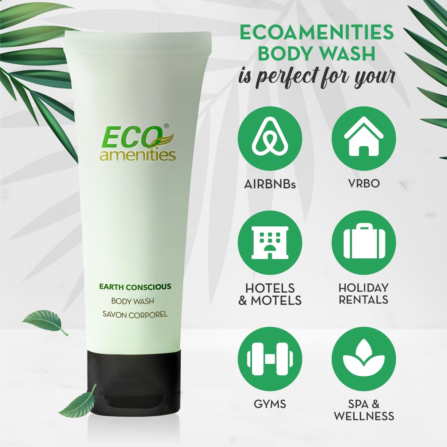 ECO amenities Hotel Body Wash - TSA Approved Travel Shower Gel - Leak-Proof Individual Body Wash - Cruelty-Free Mini Toiletries - 0.75 Fl Oz, Pack Beauty & Personal Care ECO amenities