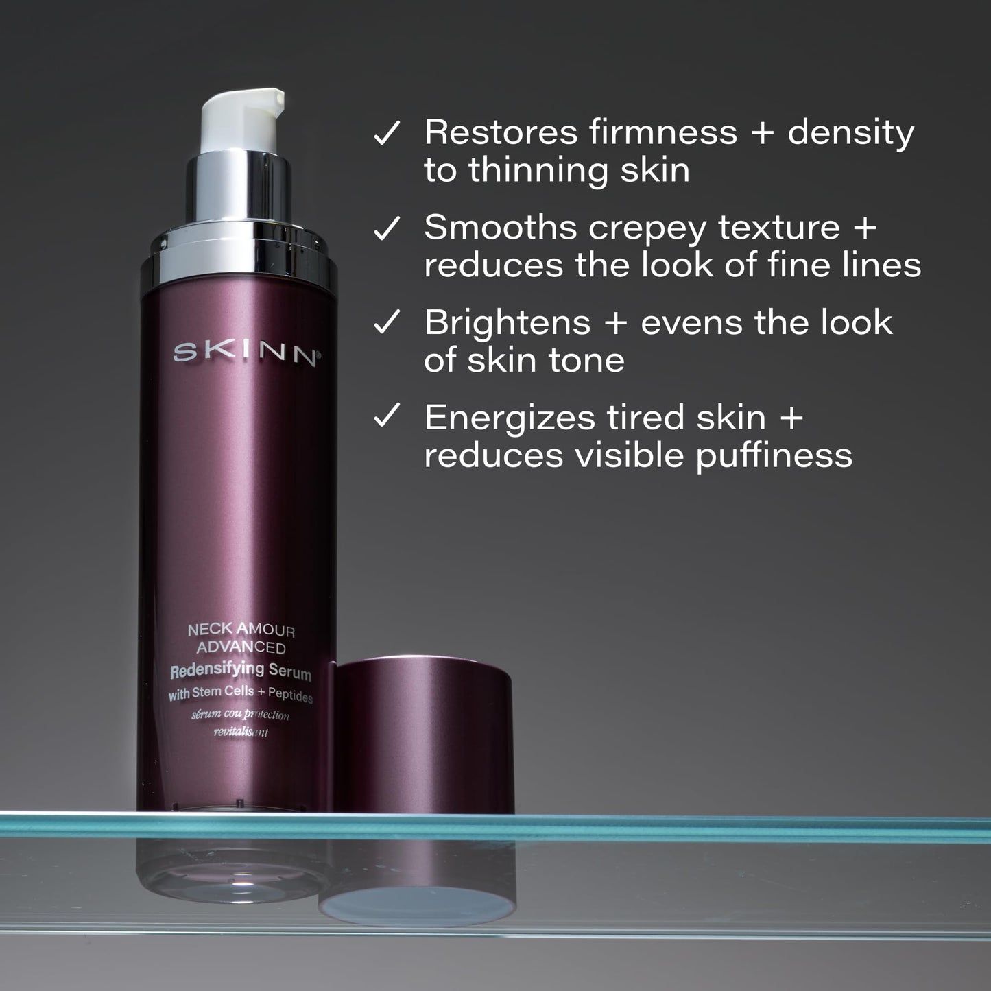 SKINN Neck Amour Redensifying Serum - Anti-Aging Neck Treatment with Plant Stem Cells, Niacinamide + Peptides Tighten the Appearance of Loose, Sagging Beauty & Personal Care SKINN