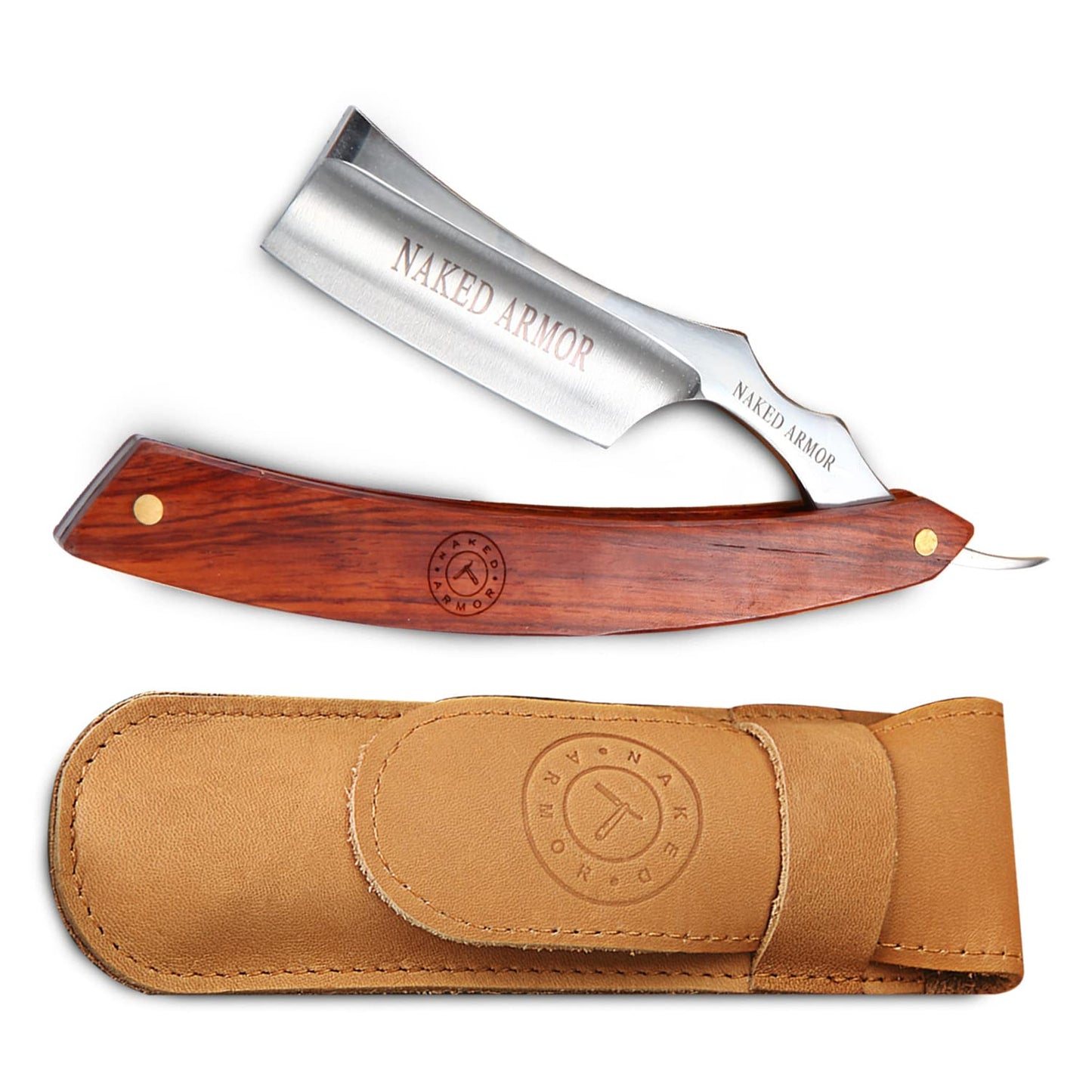 Naked Armor Thor Straight Razor - Shave Ready 7/8" French Nose Japanese Stainless Steel Straight Razors for Men with Redwood Scale, Case Included Beauty and Personal Care Naked Armor