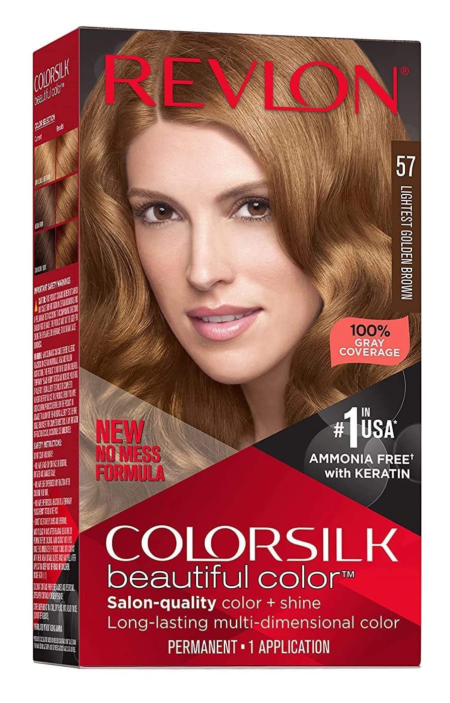 Revlon ColorSilk Beautiful Color Permanent Hair Color, 57 Lightest Golden Brown 1 Each (Pack of 6) Beauty & Personal Care REVLON