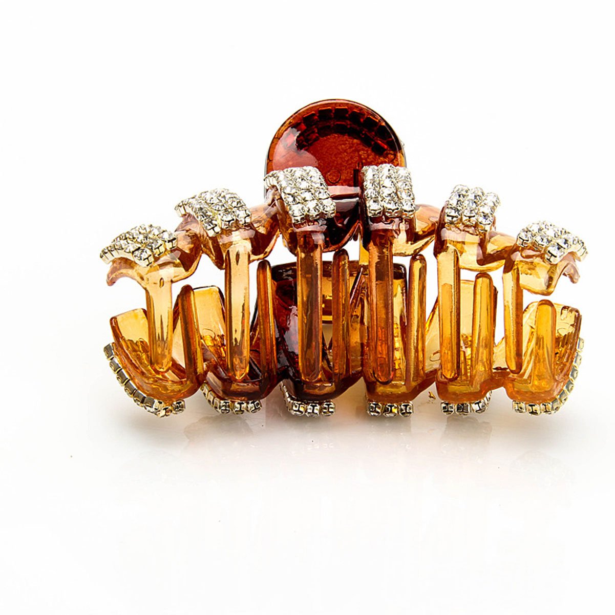 Exquisite Acrylic Rhinestones Large Fancy Hair Claw Clip - Women Lady Girls Elegant Crystal Jaw Clips Hairpin for Thick Hair (Brown) Beauty & Personal Care Numblartd