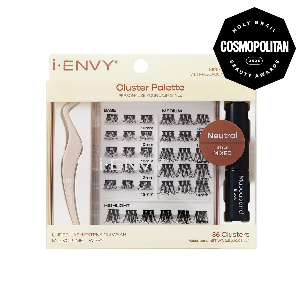 i-ENVY Cluster Palette Kit, DIY Lash Makeup, Customizable Under Lash Extension Layering All in One Convenience, Mini Applicator & Mascabond Glue