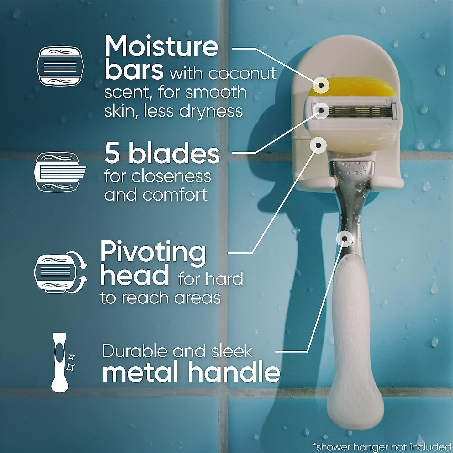 Gillette Venus Comfortglide with Olay Coconut Womens Razor Handle + Blade Refills, Silver, 2 Count Beauty and Personal Care Gillette Venus
