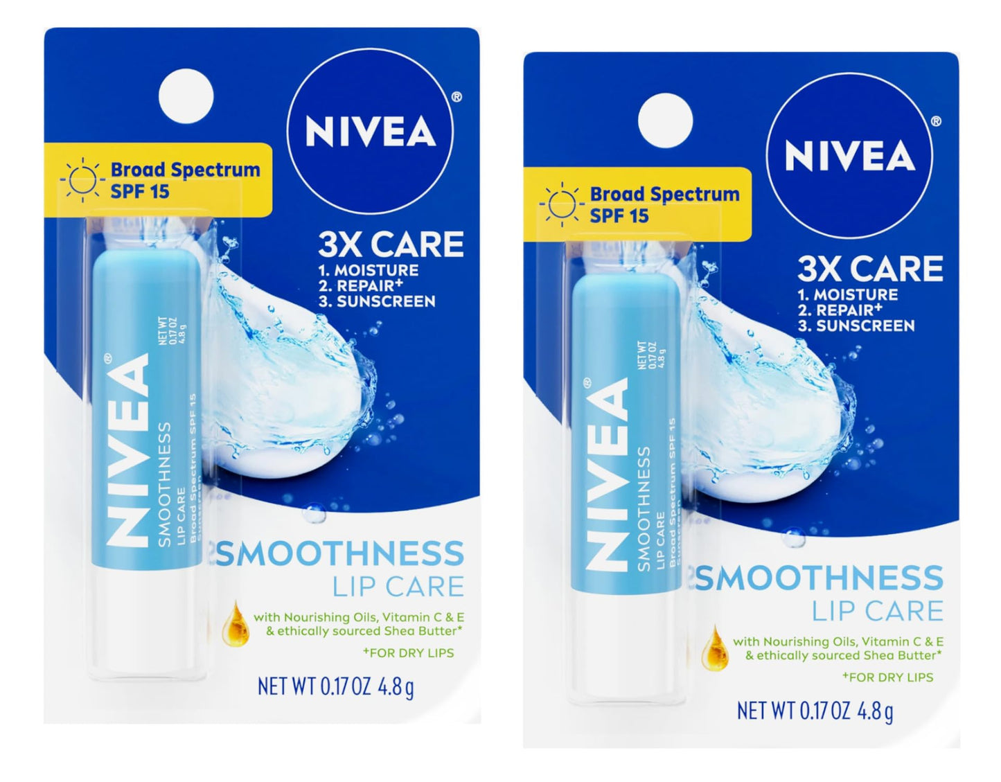 NIVEA Smoothness Broad Spectrum SPF 15 Sunscreen Lip Care, 0.17 Oz (2 Pack) Beauty and Personal Care NIVEA