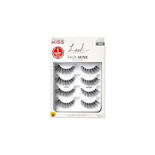 KISS Lash Couture Faux Mink False Eyelashes Multipack, ‘Jubilee’, 10mm, Multiple Lengths, Reusable, Cruelty Free, Vegan, Exclusive Knot-Free Lash Beauty & Personal Care KISS