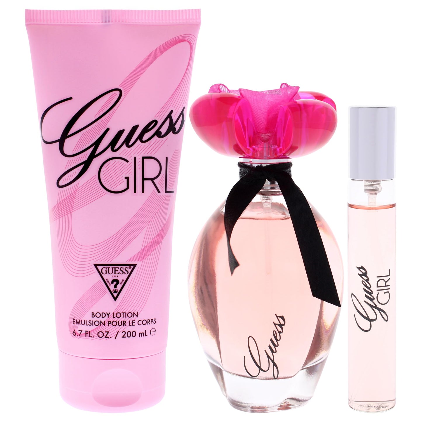 GUESS Girl Eau de Toilette 3 Piece Gift Set - Perfume Spray 3.4 Fl. Oz., Travel Spray 0.5 Fl. Oz., & Body Lotion 6.7 Fl. Oz Beauty & Personal Care GUESS