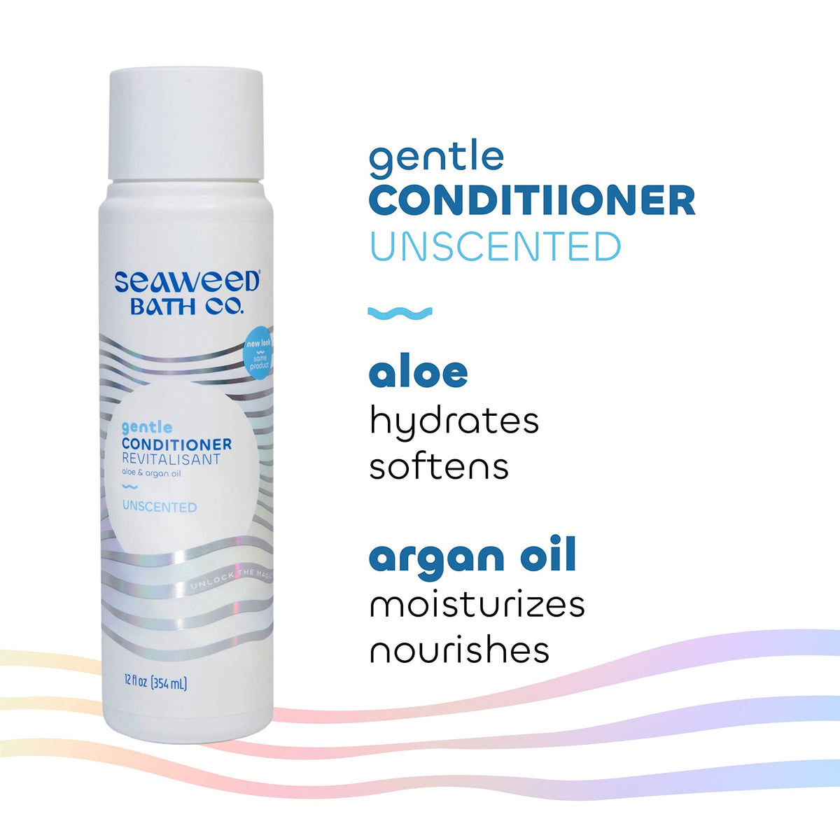 Seaweed Bath Co. Gentle Conditioner, Unscented, 12 Ounce, Sustainably Harvested Seaweed, Aloe, Argan Oil, for Sensitive Scalps Beauty & Personal Care The Seaweed Bath Co.