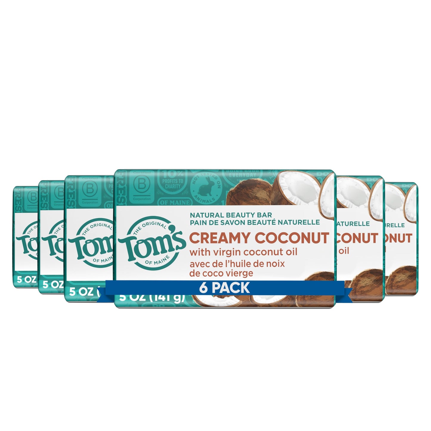 Tom's of Maine Natural Beauty Bar Soap, Creamy Coconut With Virgin Coconut Oil, 5 oz. 6-Pack (Packaging May Vary) Beauty & Personal Care Tom's of Maine